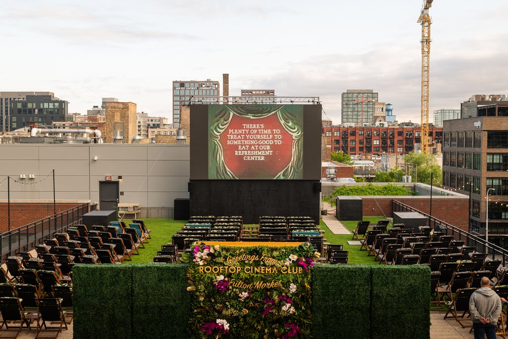 rooftop cinema club space at the emily hotel fulton market