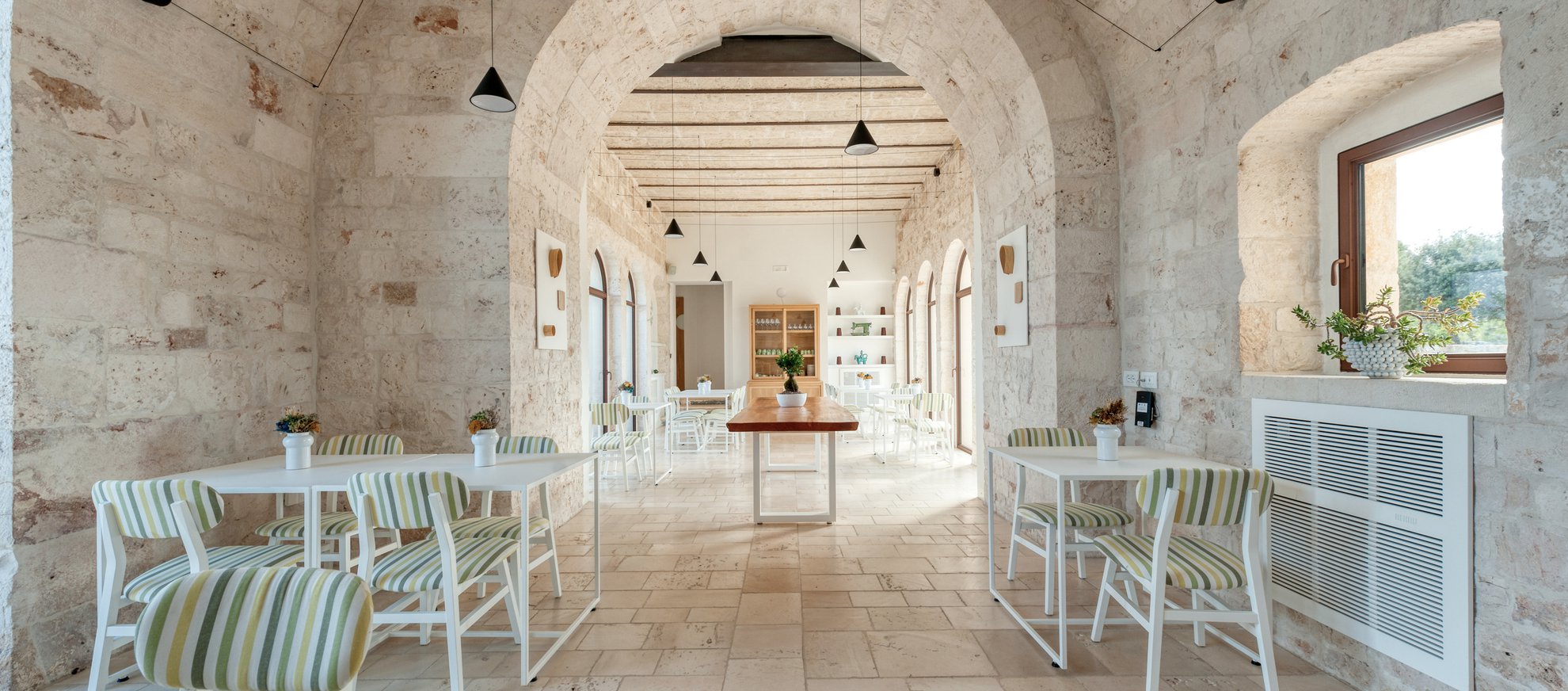 beautifully decorated restaurant of villa torre bianca by emily hotels in puglia italy