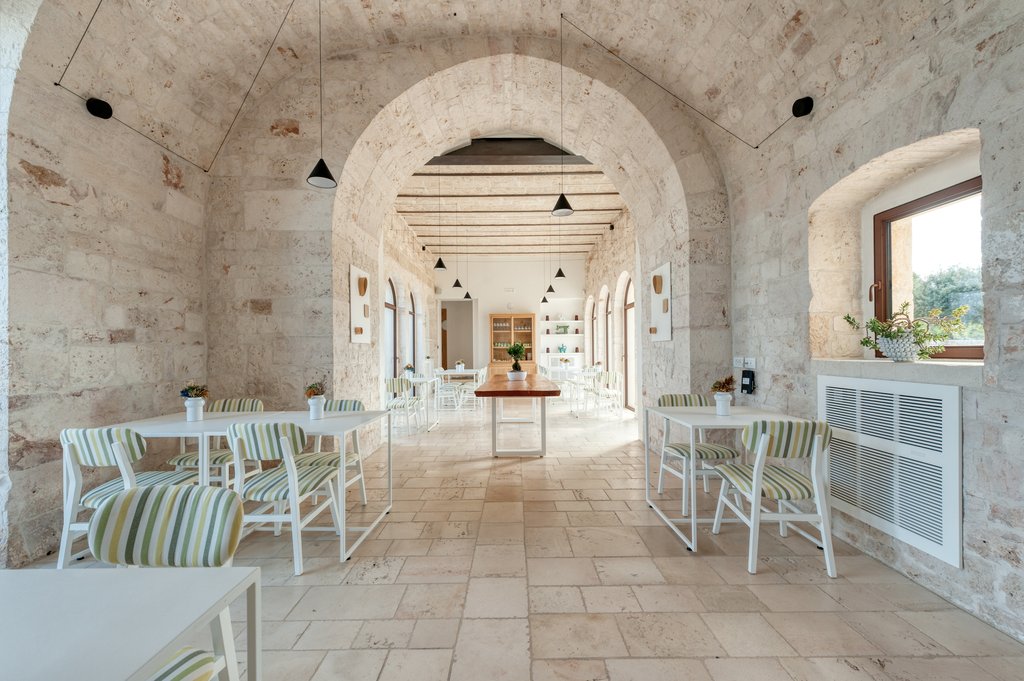 beautifully decorated restaurant of villa torre bianca by emily hotels in puglia italy