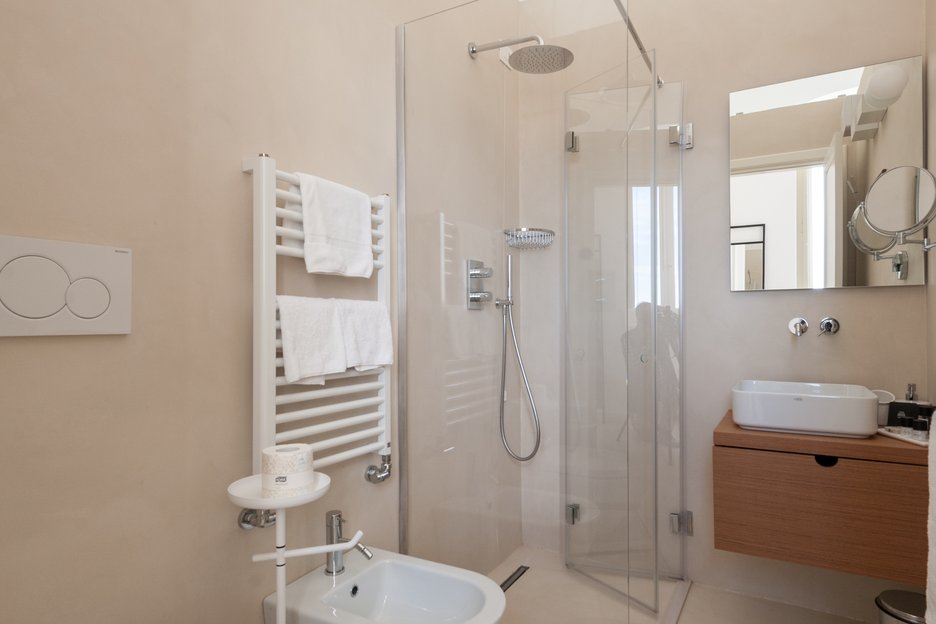 modern bathroom with bathroom amenities in superior room at villa torre bianca by emily hotels in puglia italy