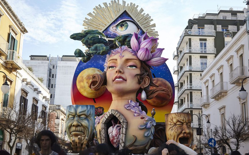 A float at festival Carnevale Putignano in Puglia, Italy