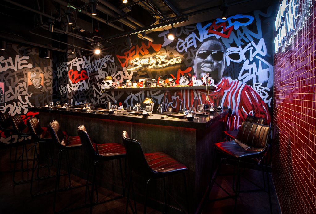 bar set to welcome diners to sushi by bou at the emily hotel