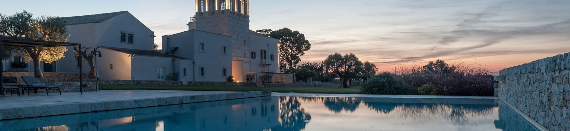 Villa Torre Bianca exterior pool view at dusk - email header