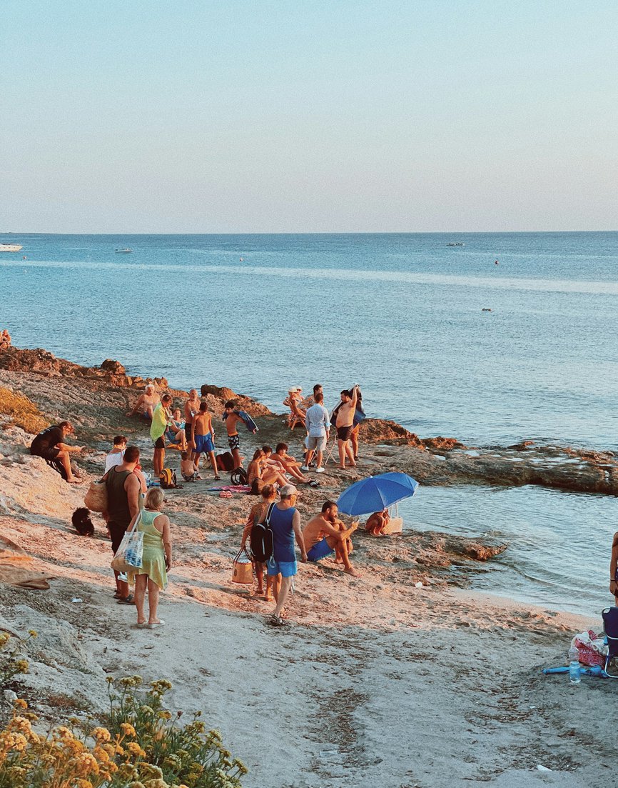 People on beach in Puglia