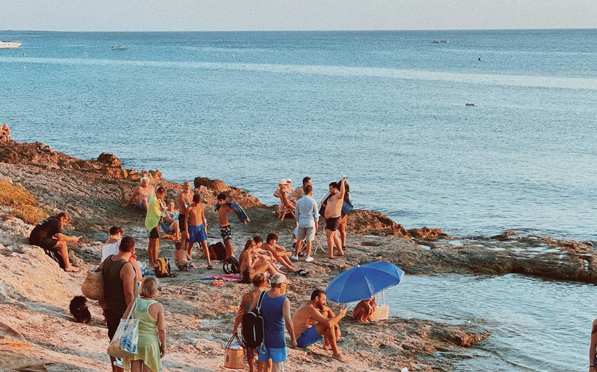 People on beach in Puglia